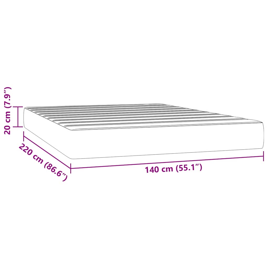 Spring bed mattress, light grey, 140x220x20 cm, velvet