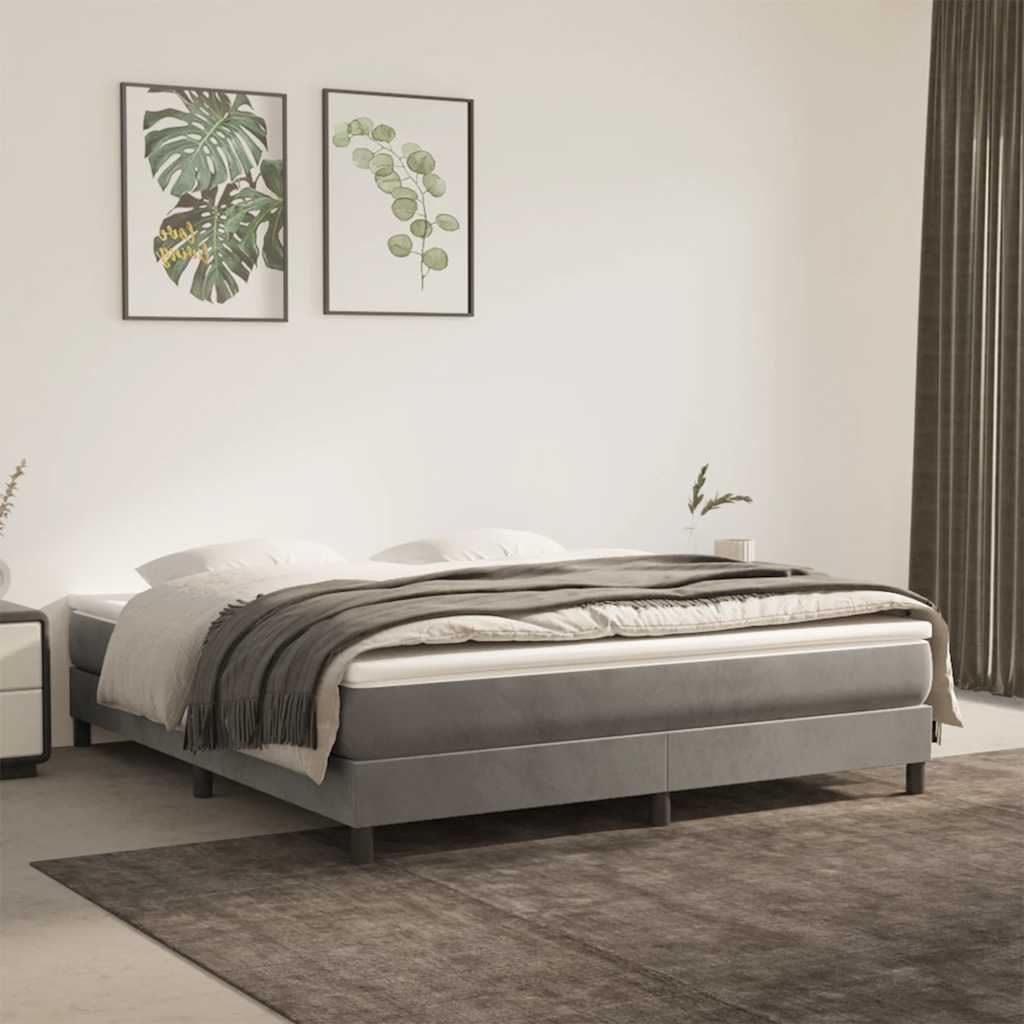 Spring bed mattress, light grey, 160x220x20 cm, velvet