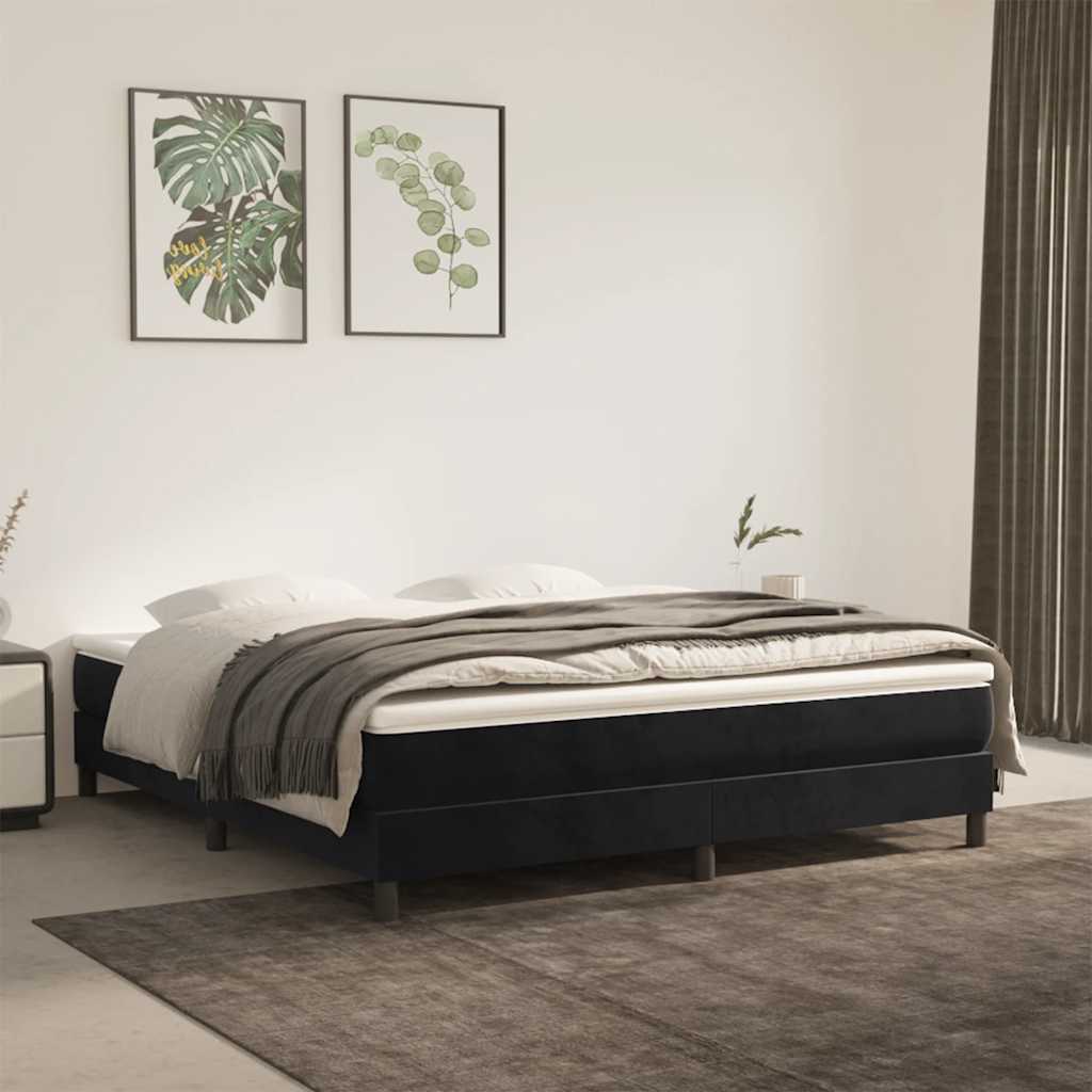 Spring bed mattress, black, 160x220x20 cm, velvet