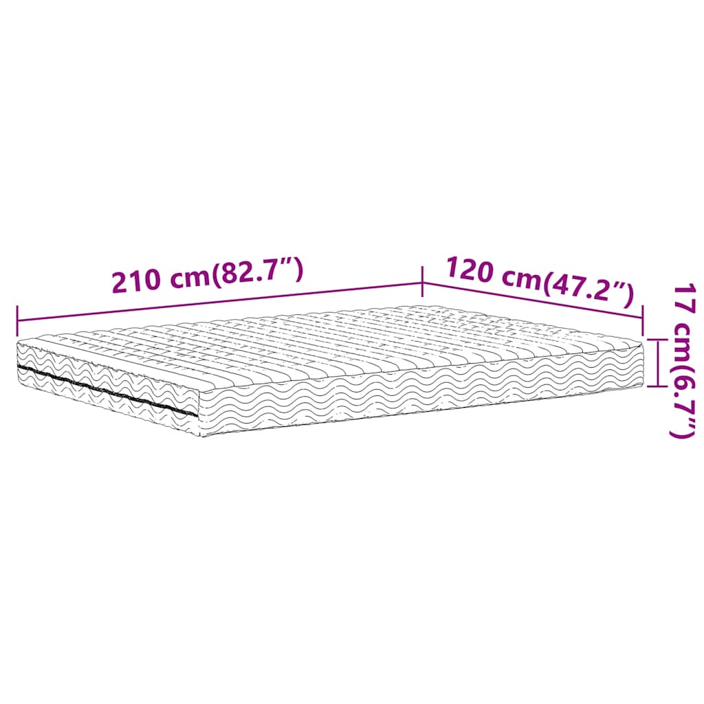 Foam mattress, white, 120x210 cm, hardness H2 H3