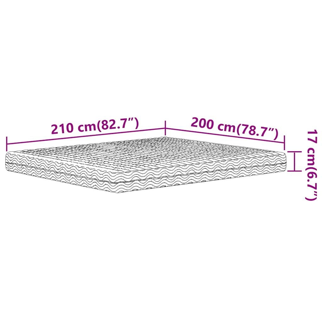 Foam mattress, white, 200x210 cm, hardness H2 H3