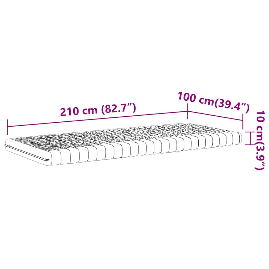 Foam mattress, white, 100x210 cm, 7 zones, hardness 20 ILD