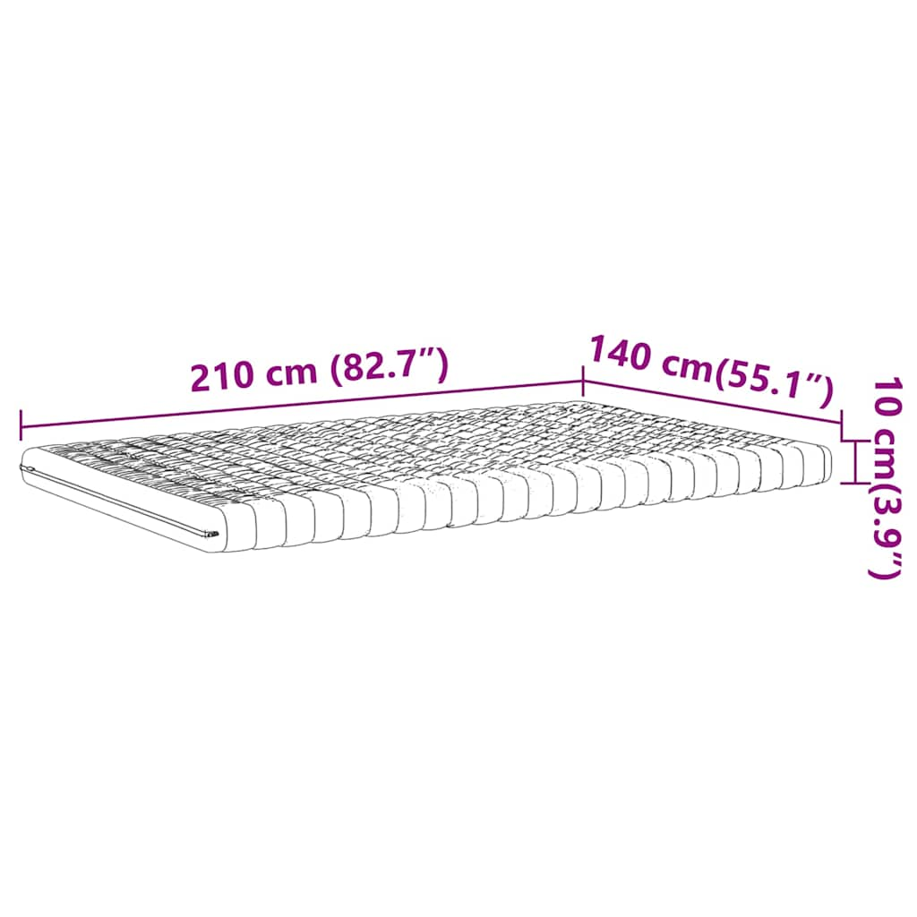 Foam mattress, white, 140x210 cm, 7 zones, hardness 20 ILD