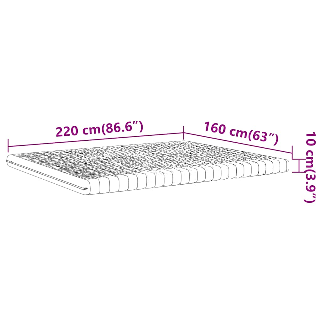 Foam mattress, white, 160x220 cm, 7 zones, hardness 20 ILD