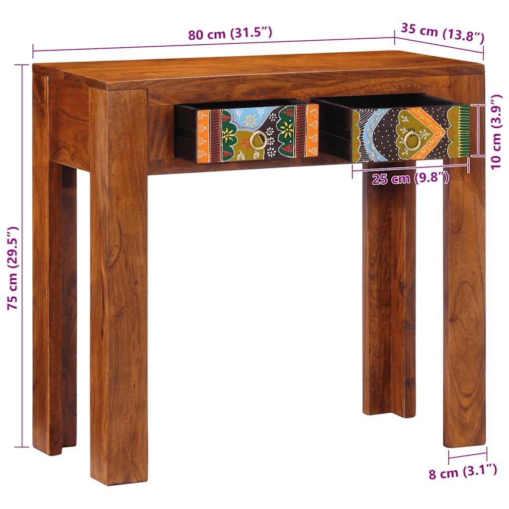 Consolă 80x35x75 cm din lemn masiv de salcâm