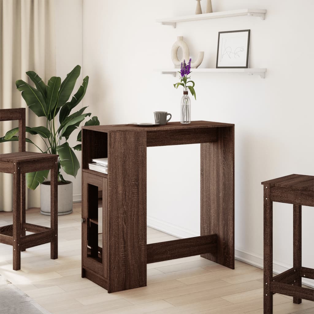 Bar table with shelves, brown oak 101x40x103.5 cm processed wood