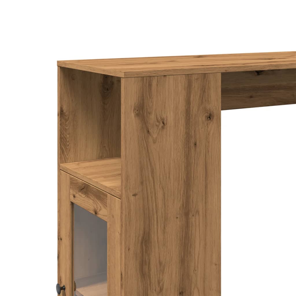 Bar table with shelves, handcrafted oak, 101x40x103.5 cm, wood