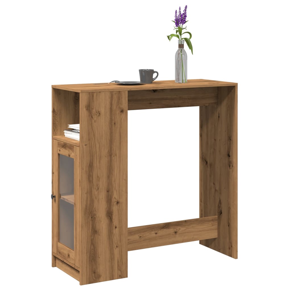 Bar table with shelves, handcrafted oak, 101x40x103.5 cm, wood