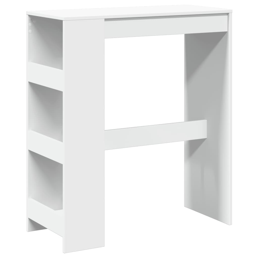 Bar table with shelves, white, 90x40x103.5 cm, processed wood