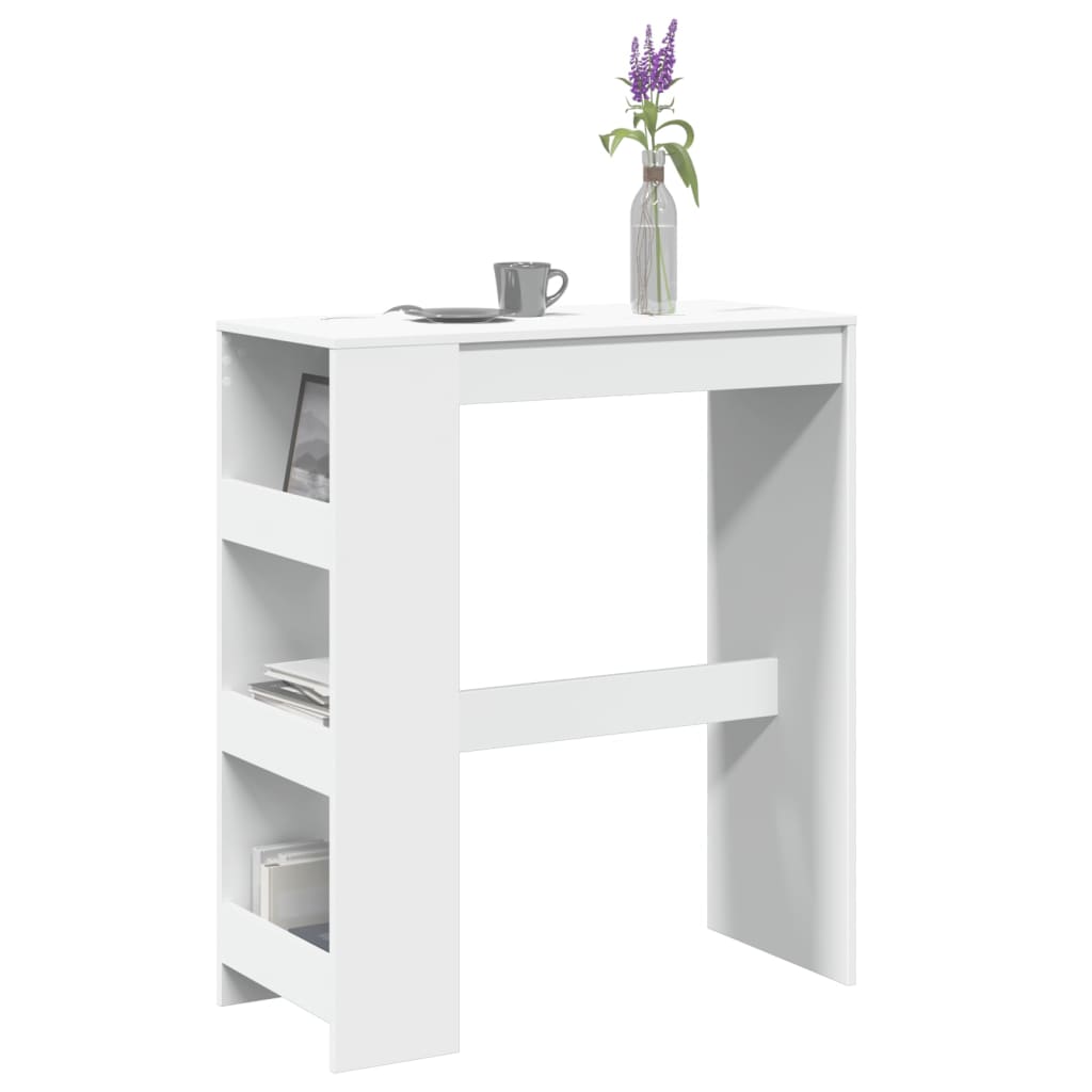 Bar table with shelves, white, 90x40x103.5 cm, processed wood