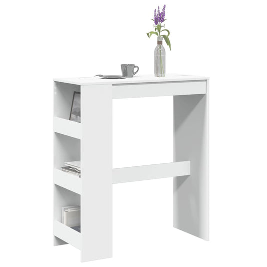 Bar table with shelves, white, 90x40x103.5 cm, processed wood