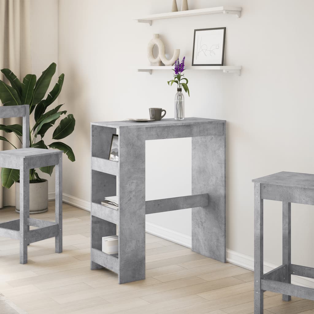 Bar table with shelves concrete gray 90x40x103.5 cm processed wood