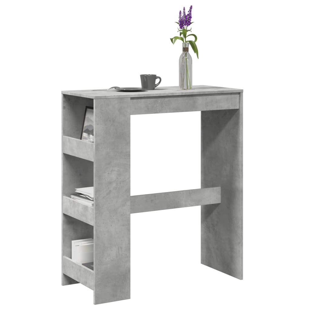 Bar table with shelves concrete gray 90x40x103.5 cm processed wood