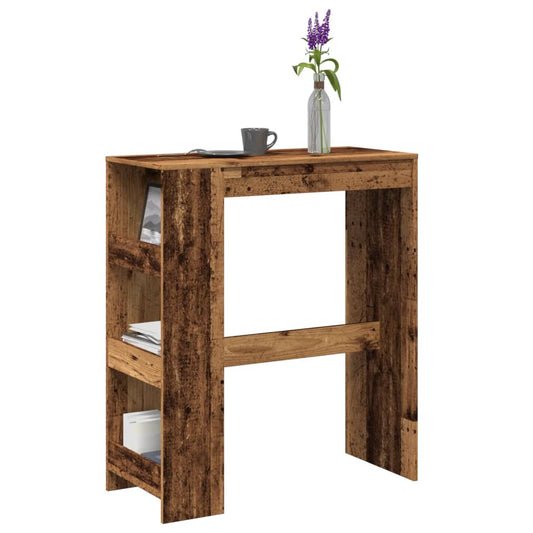 Bar table with shelves, old wood, 90x40x103.5 cm, processed wood