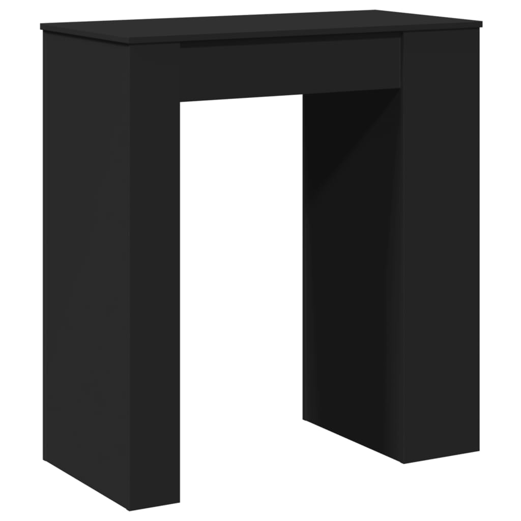 Bar table with shelves, black, 95x47x103.5 cm, processed wood