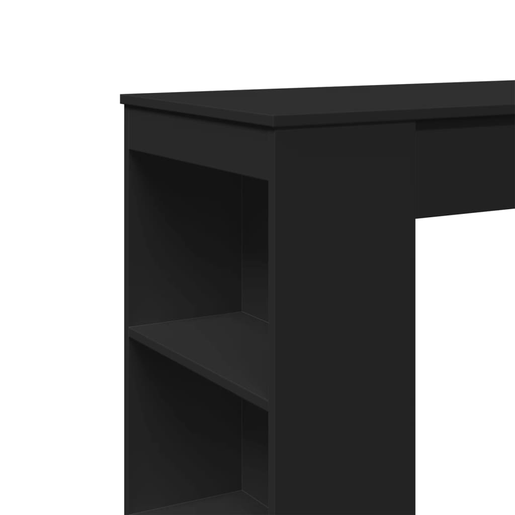 Bar table with shelves, black, 95x47x103.5 cm, processed wood