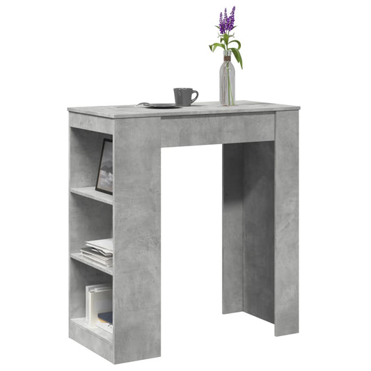 Bar table with shelves concrete gray 95x47x103.5 cm processed wood