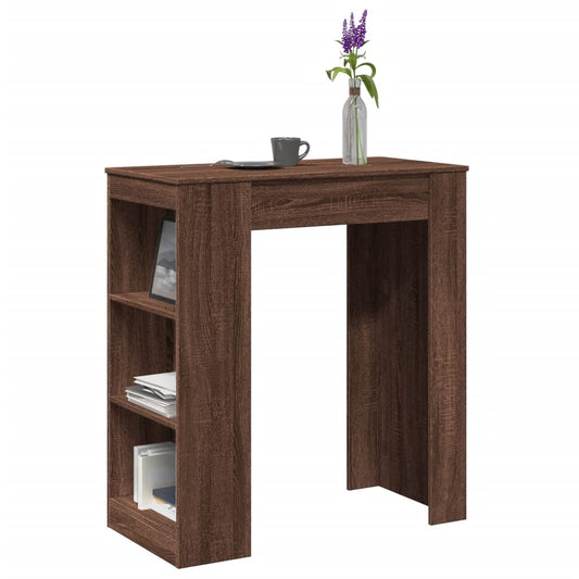 Bar table with shelves, brown oak, 95x47x103.5 cm processed wood