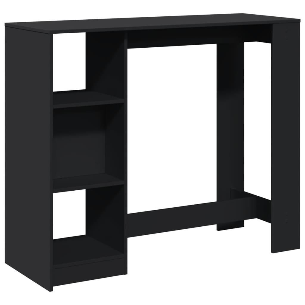 Bar table with shelf, black, 124x46x103.5 cm, processed wood