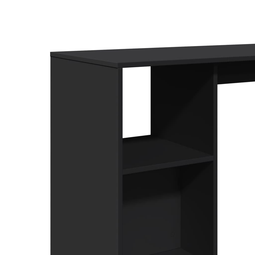 Bar table with shelf, black, 124x46x103.5 cm, processed wood