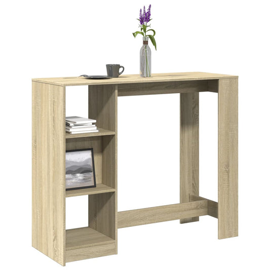 Bar table with shelf Sonoma oak, 124x46x103.5 cm, processed wood