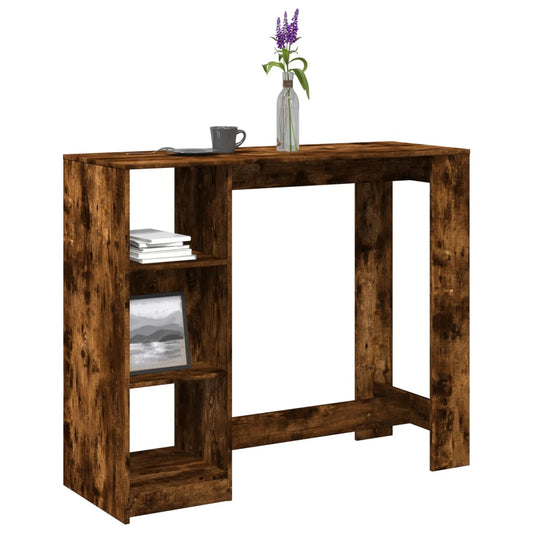 Bar table with shelf smoky oak 124x46x103.5cm composite wood