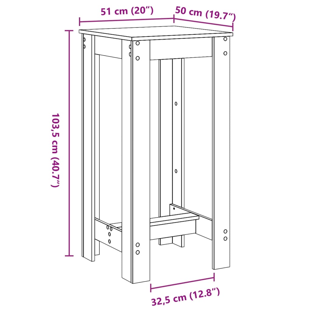 Masă bar, gri beton, 51x50x103,5 cm, lemn prelucrat