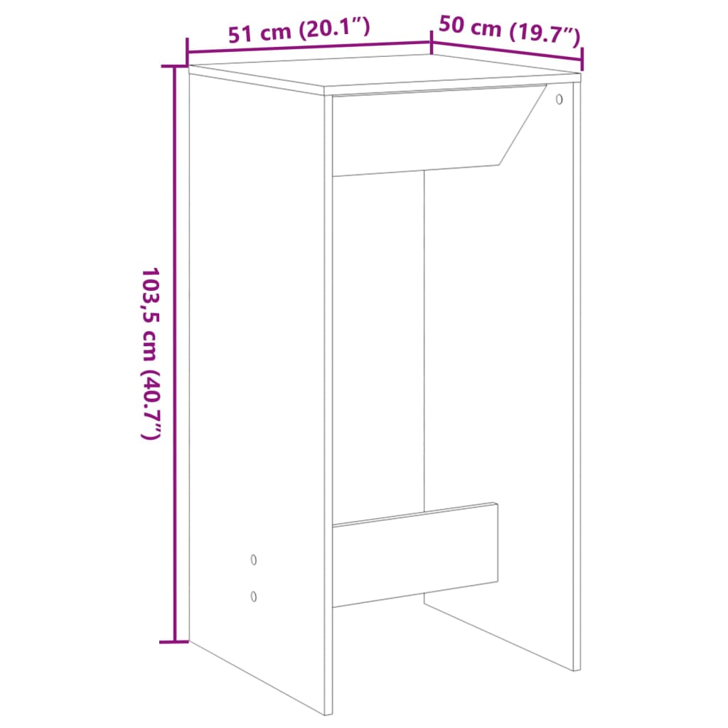 Masă de bar, stejar maro, 51x50x103,5 cm, lemn prelucrat