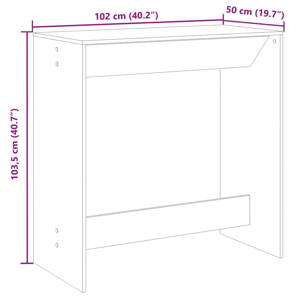 Bar table, black, 102x50x103.5 cm, processed wood