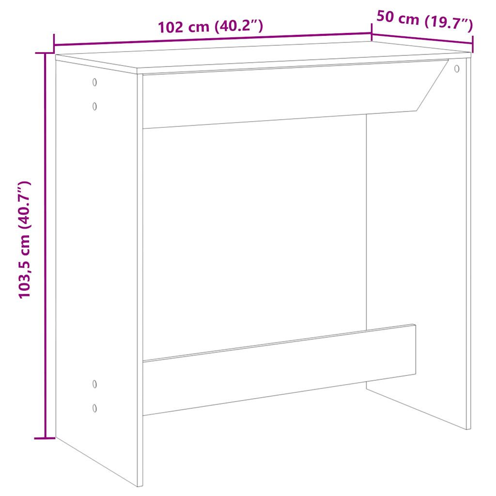 Masă de bar, stejar fumuriu, 102x50x103,5 cm, lemn prelucrat