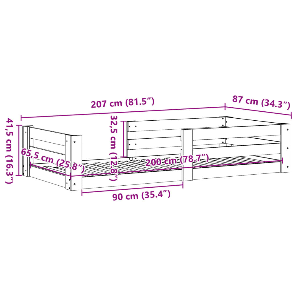 Cadru de pat fără saltea maro ceruit 80x200 cm lemn masiv pin