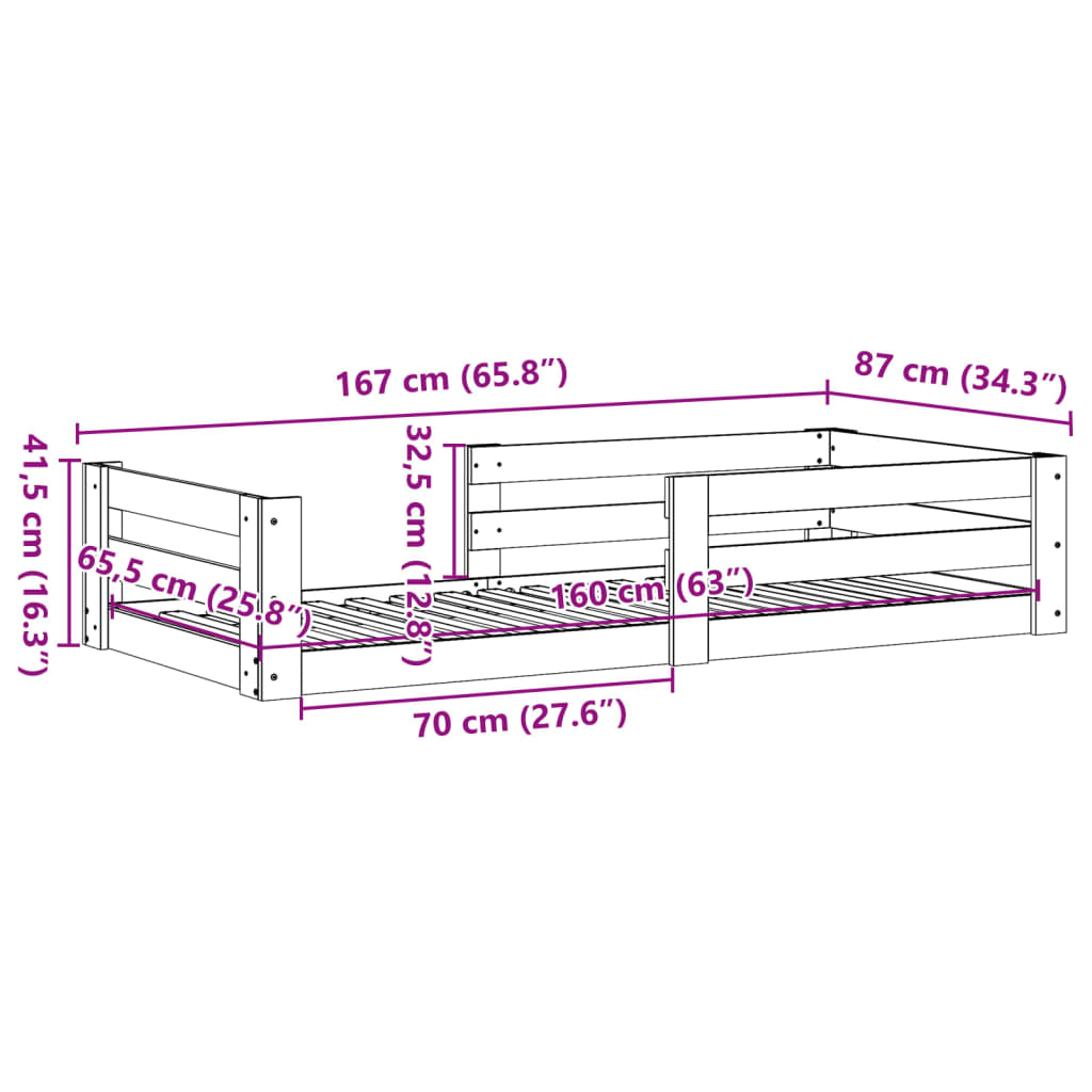 Cadru de pat fără saltea maro ceruit 80x160 cm lemn masiv pin