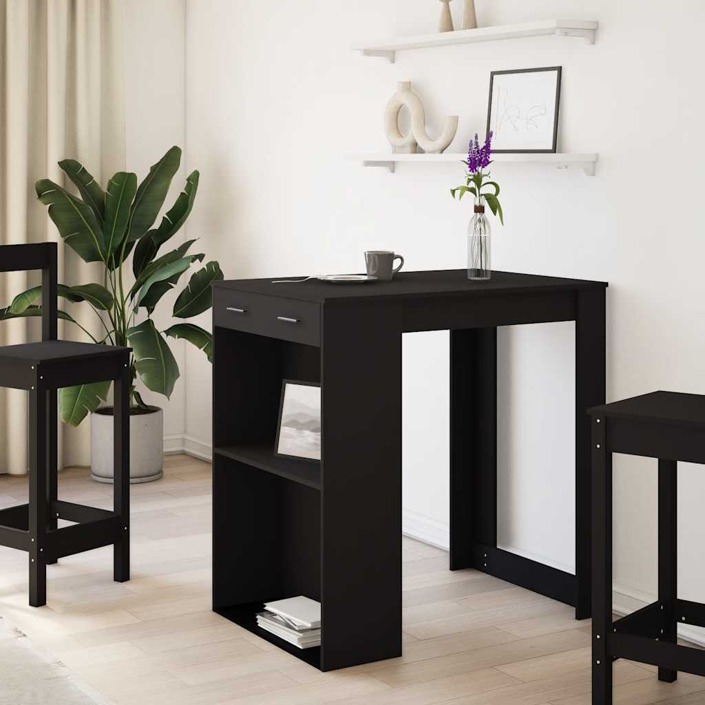 Bar table, black, 102x70x103.5 cm, processed wood