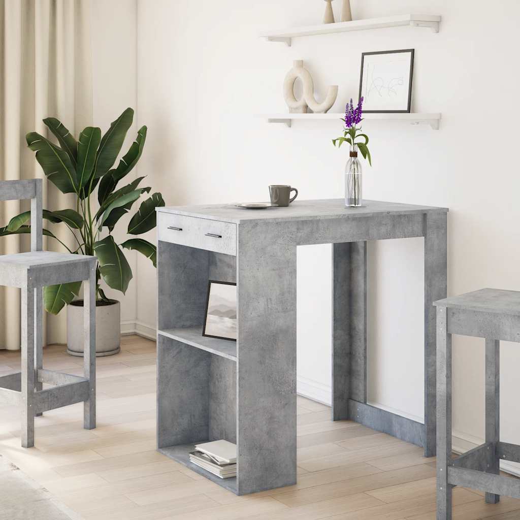 Bar table, concrete gray, 102x70x103.5 cm, processed wood