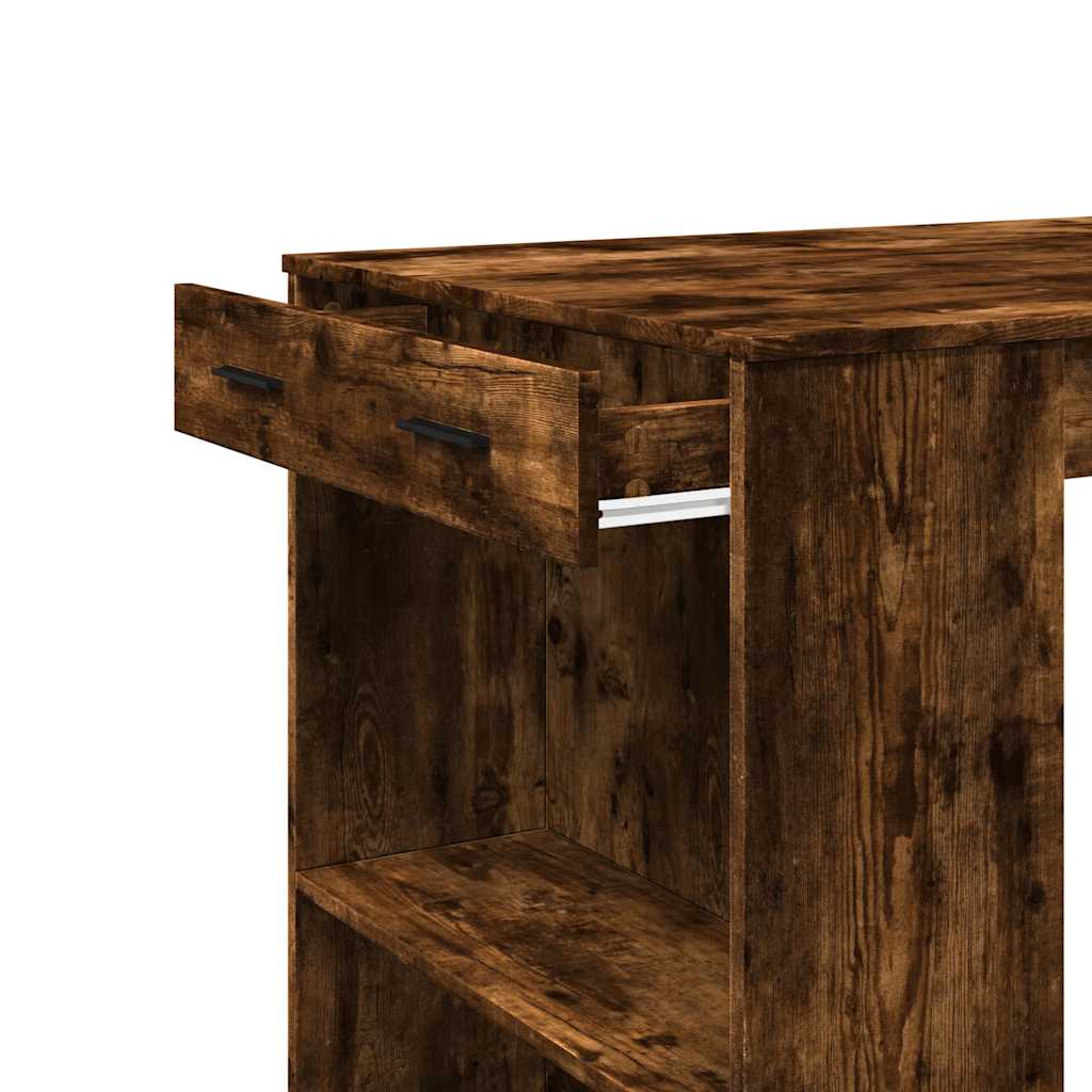 Bar table, smoked oak, 102x70x103.5 cm, processed wood