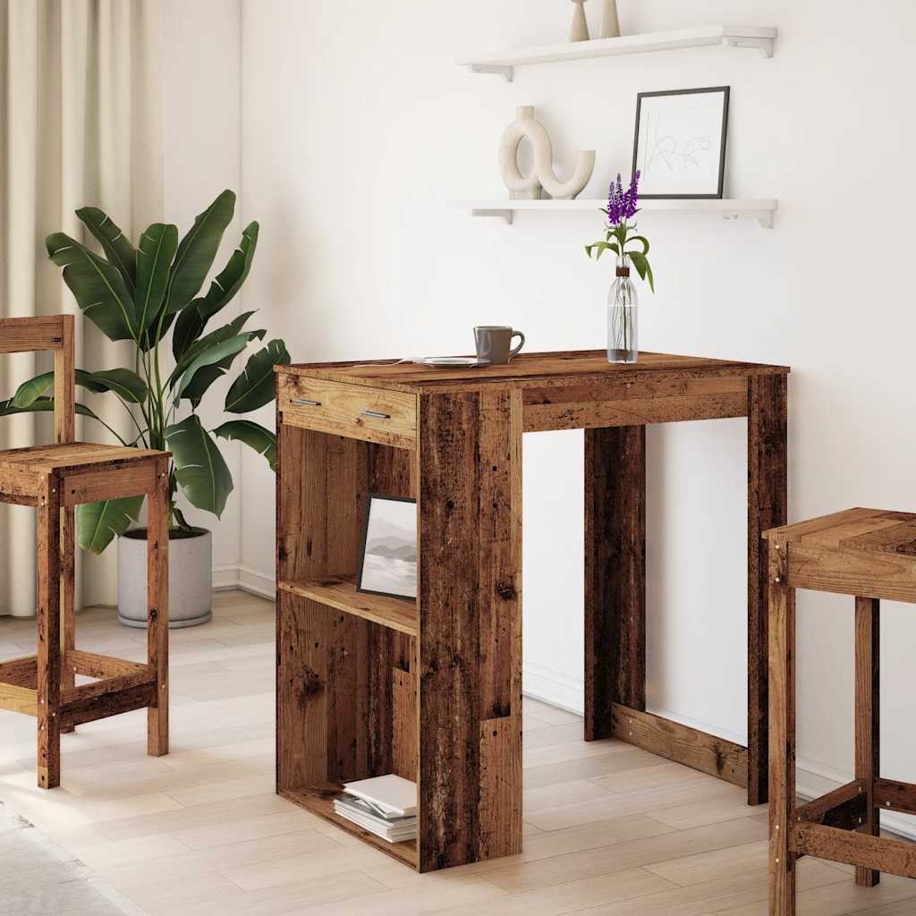 Bar table, old wood, 102x70x103.5 cm, processed wood