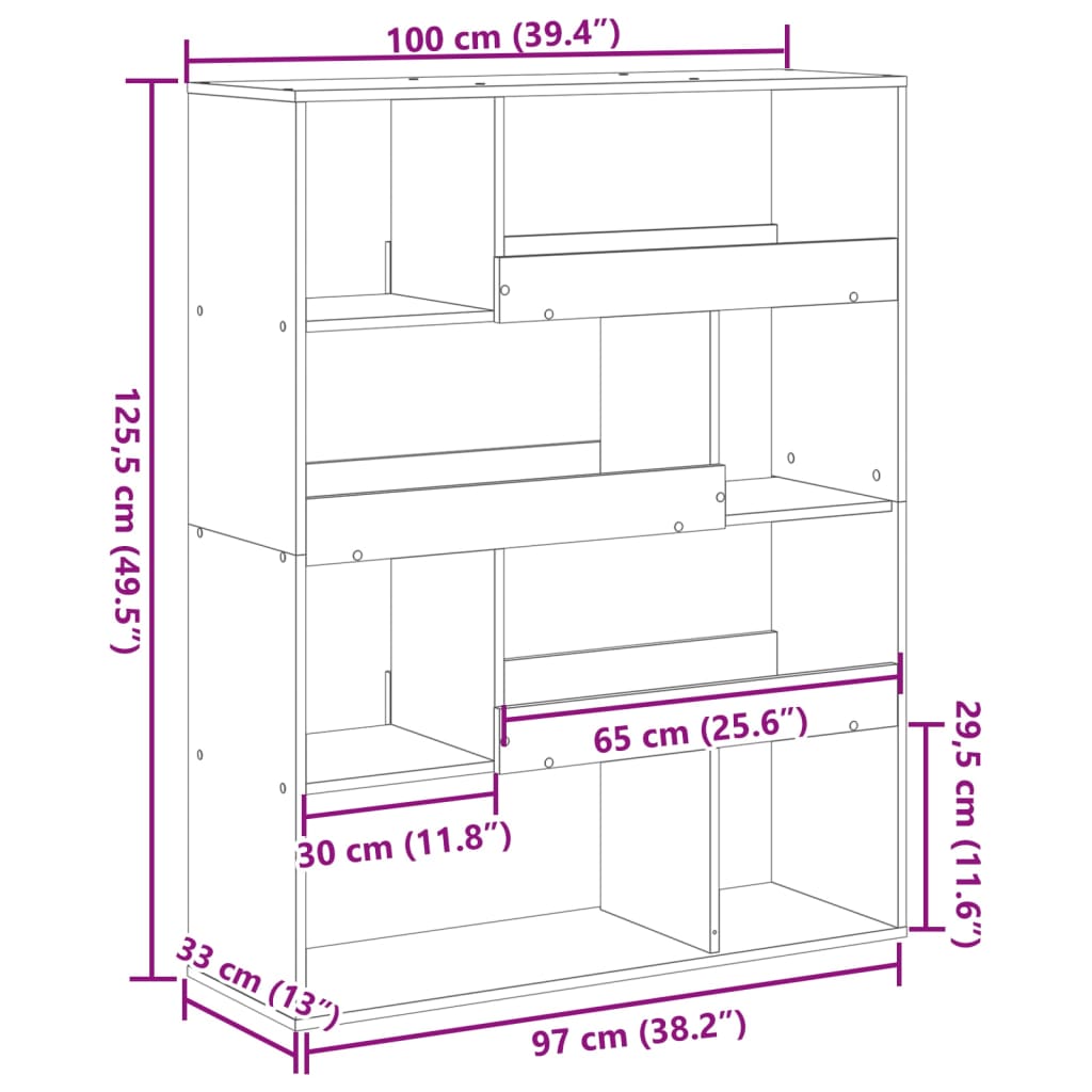 Bibliotecă, alb, 100x33x125,5 cm, lemn prelucrat