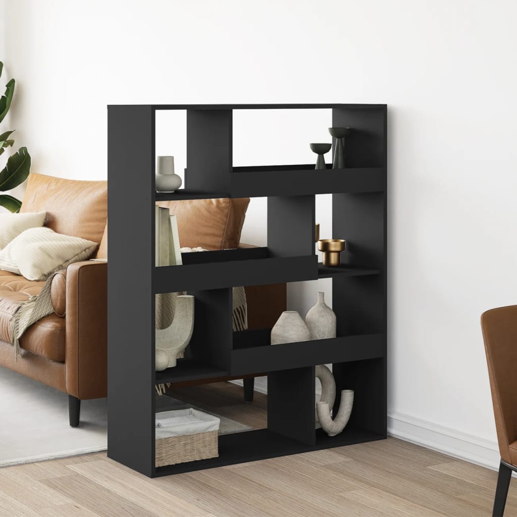 Bookcase, black, 100x33x125.5 cm, processed wood