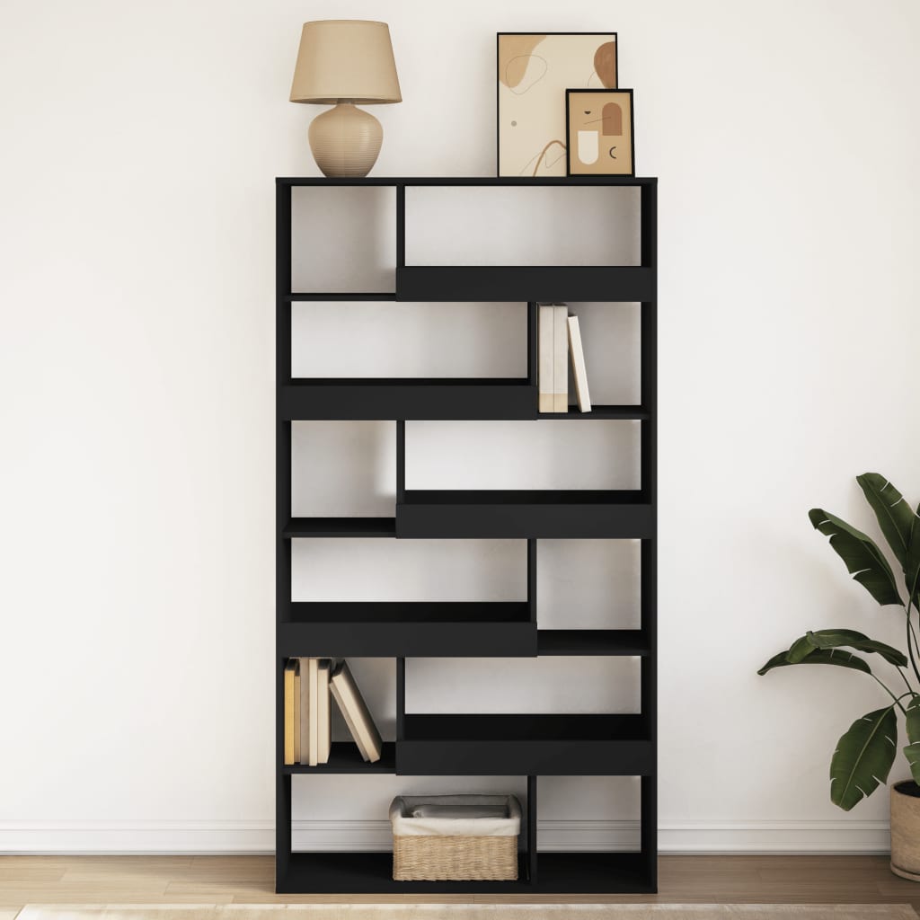 Bookcase, black, 100x33x187.5 cm, processed wood