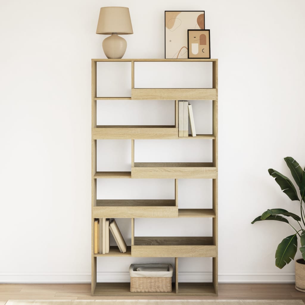 Bookcase, sonoma oak, 100x33x187.5 cm, processed wood