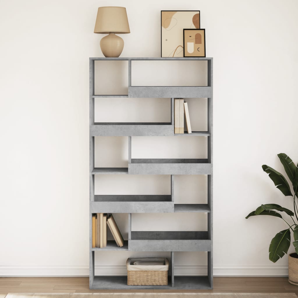 Bookcase, concrete gray, 100x33x187.5 cm, processed wood