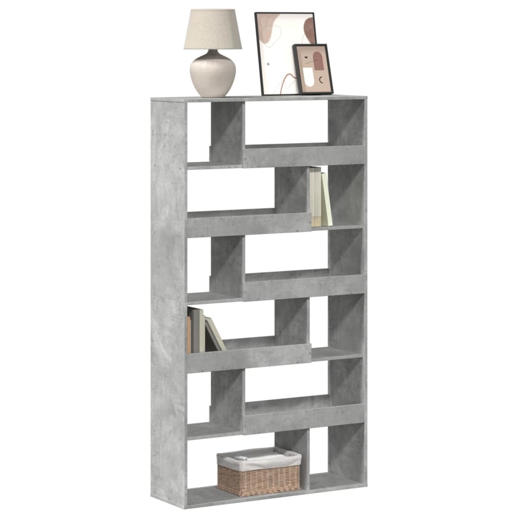 Bookcase, concrete gray, 100x33x187.5 cm, processed wood