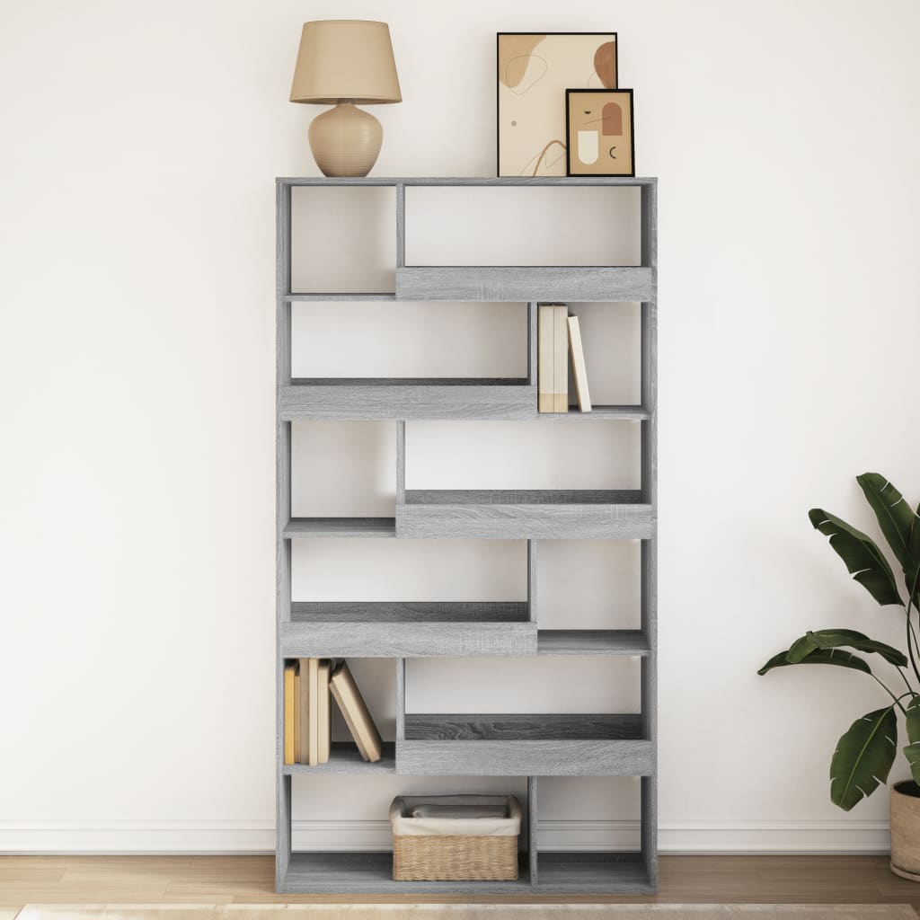 Bookcase, sonoma grey, 100x33x187.5 cm, engineered wood