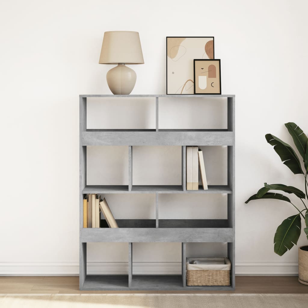 Bookcase, concrete gray, 100x33x125.5 cm, processed wood