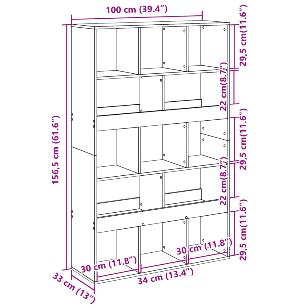 Bookcase, black, 100x33x156.5 cm, processed wood