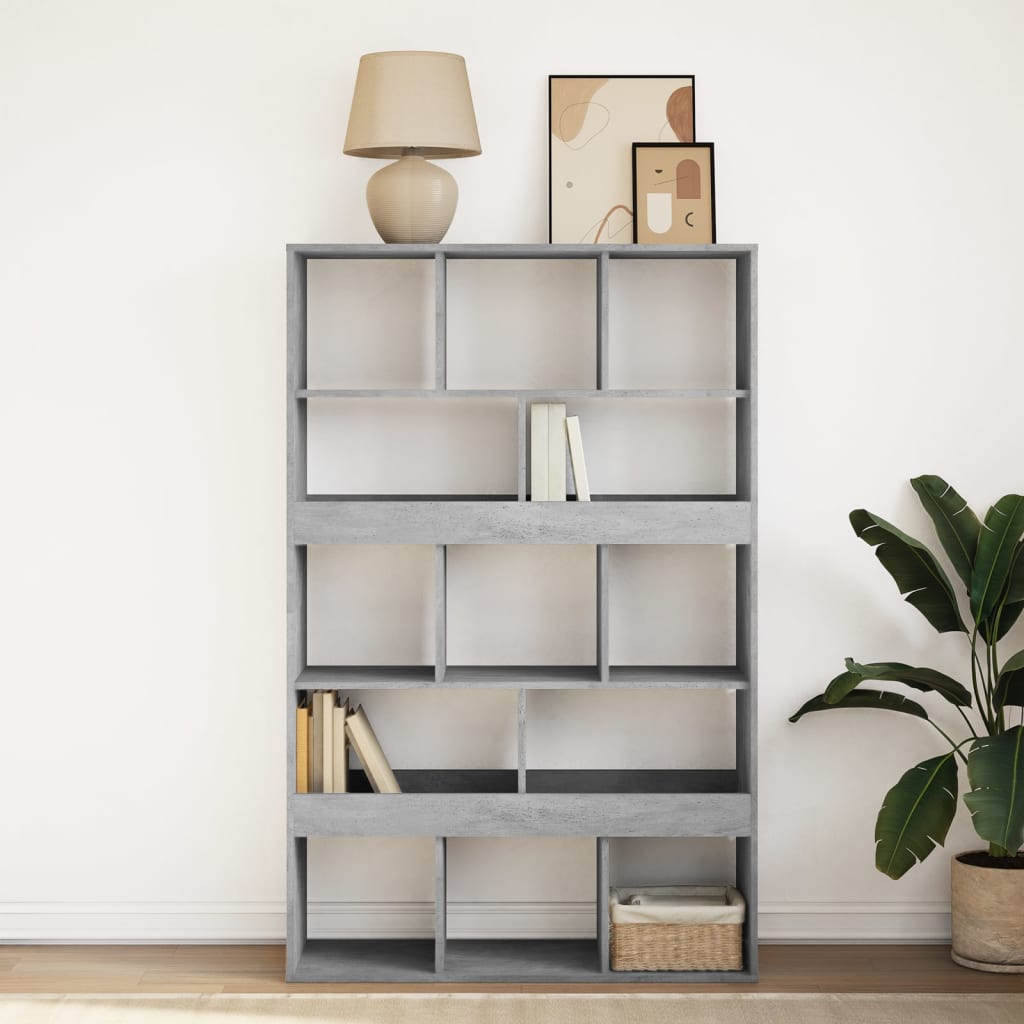 Bookcase, concrete gray, 100x33x156.5 cm, processed wood