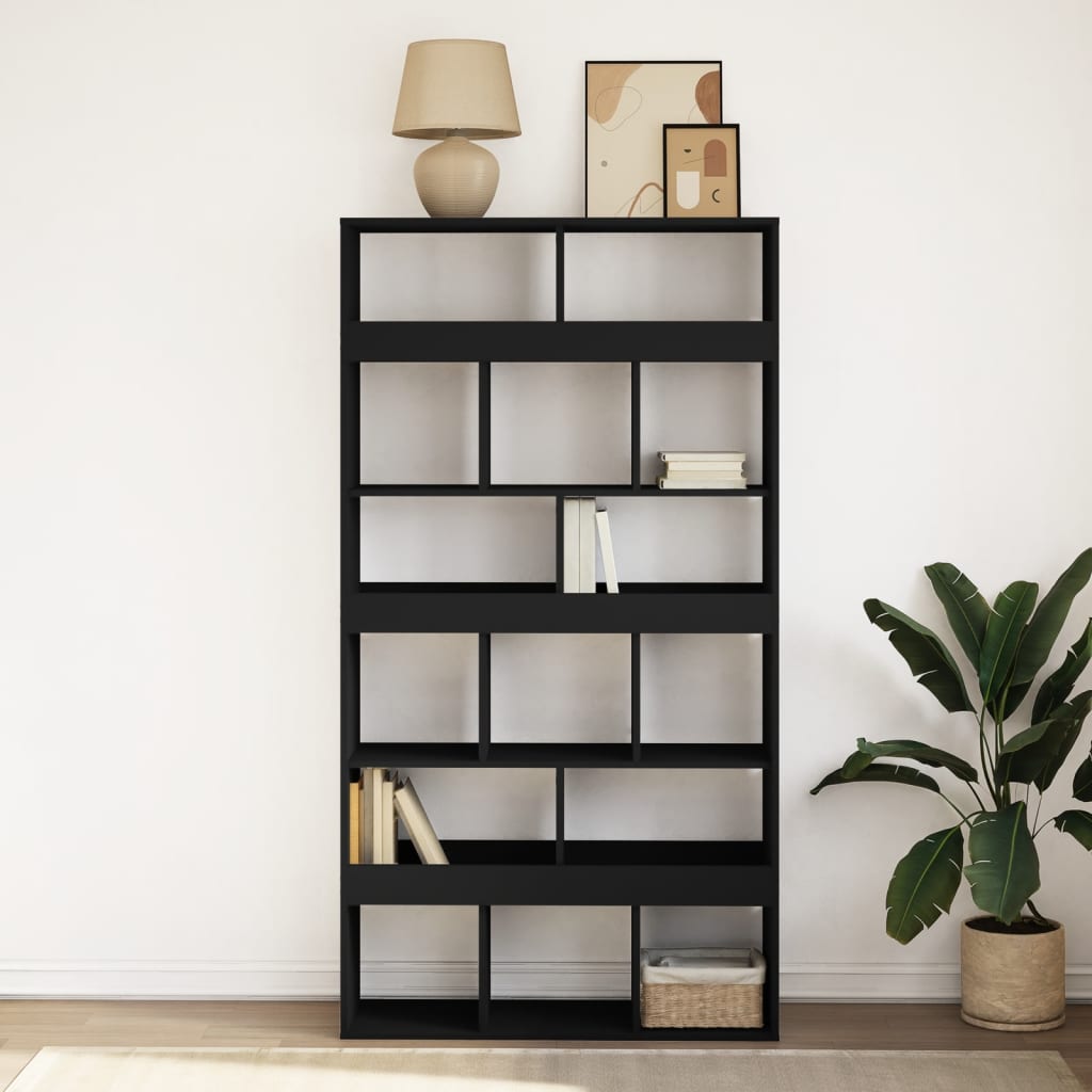 Bookcase, black, 100x33x187.5 cm, processed wood