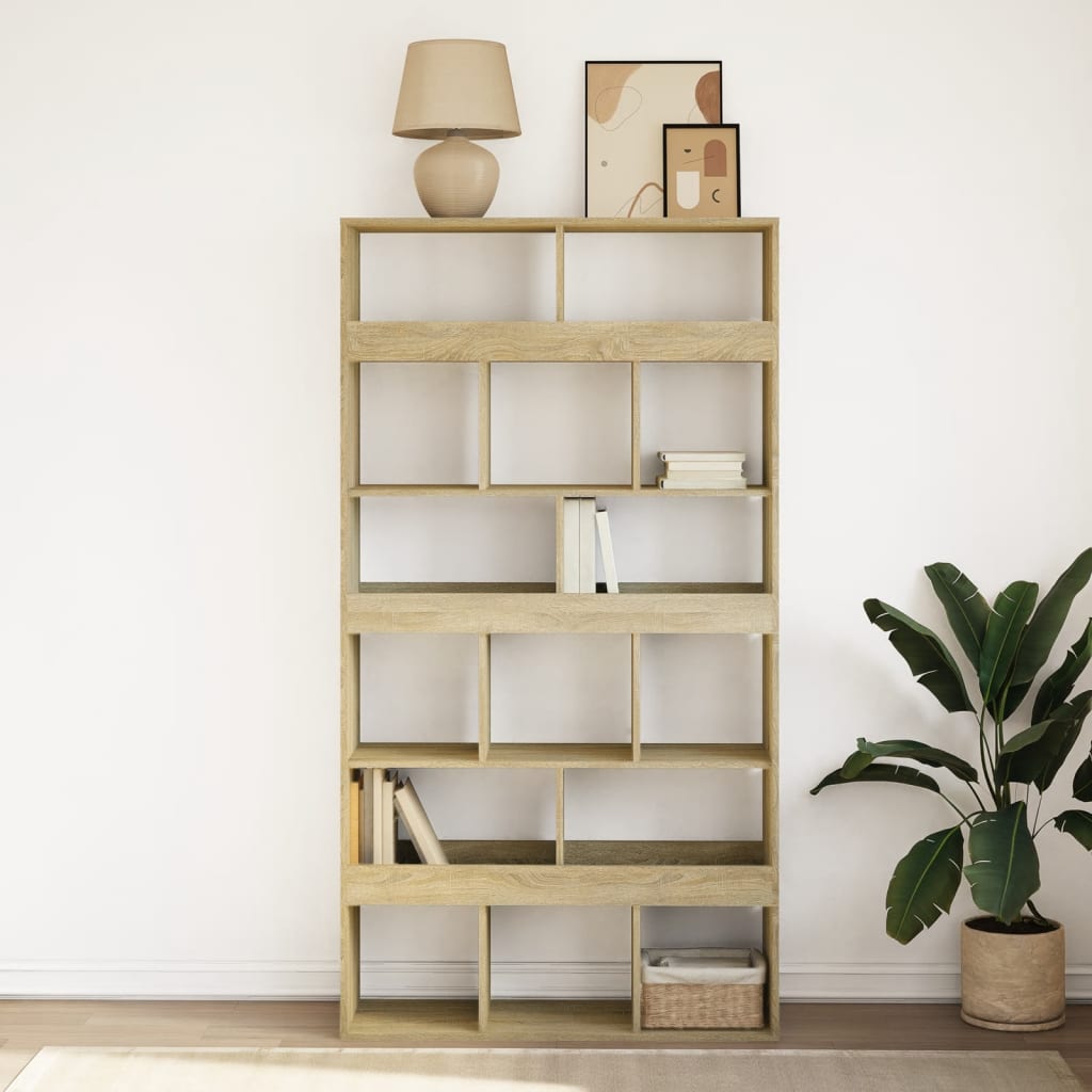 Bookcase, sonoma oak, 100x33x187.5 cm, processed wood