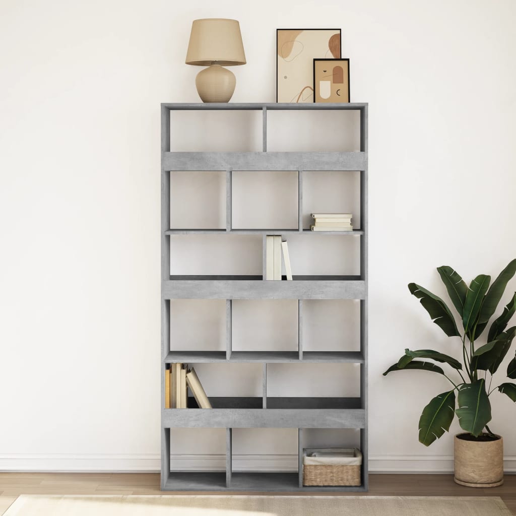 Bookcase, concrete gray, 100x33x187.5 cm, processed wood