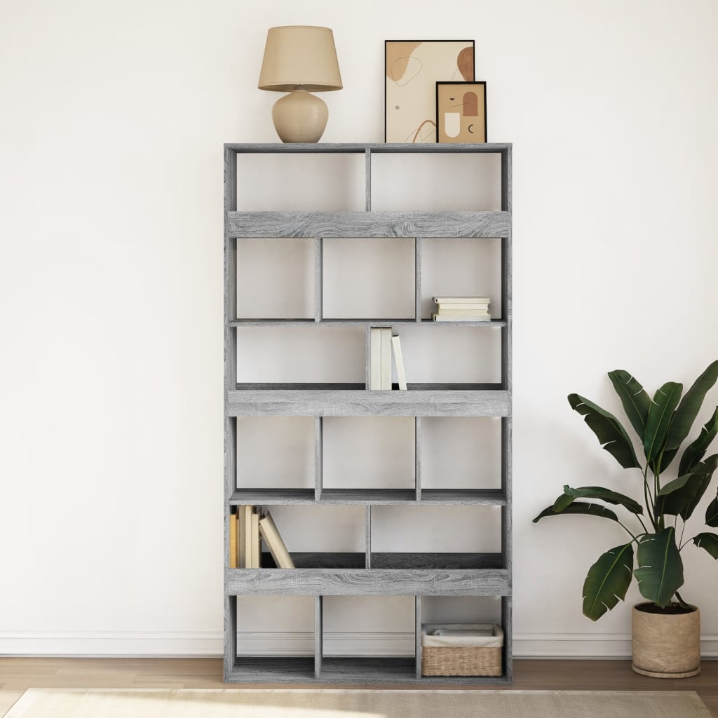 Bookcase, sonoma grey, 100x33x187.5 cm, engineered wood